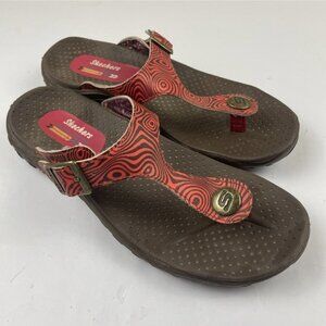 Sketchers Outdoor Lifestyle Flip Flops Women’s 7 Magenta Buckle Adjust Slip On